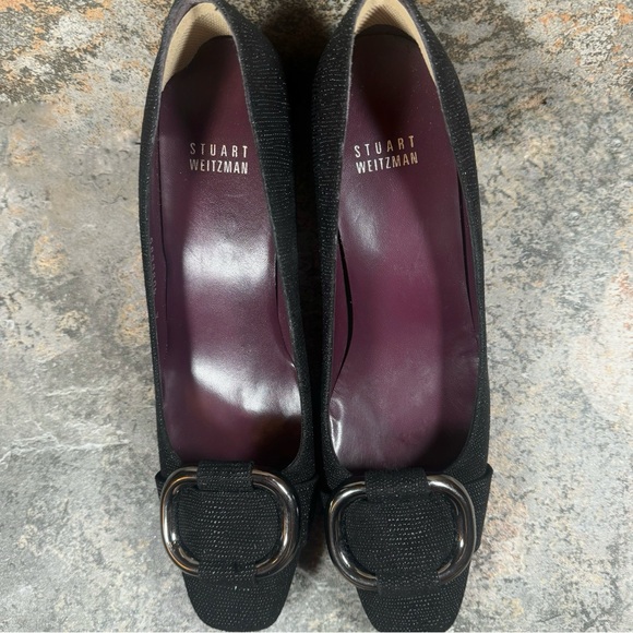 STUART WEITZMAN Heels Womens Size 7.5 The Tube Black Goose Bump Leather (Spain) - Picture 4 of 11